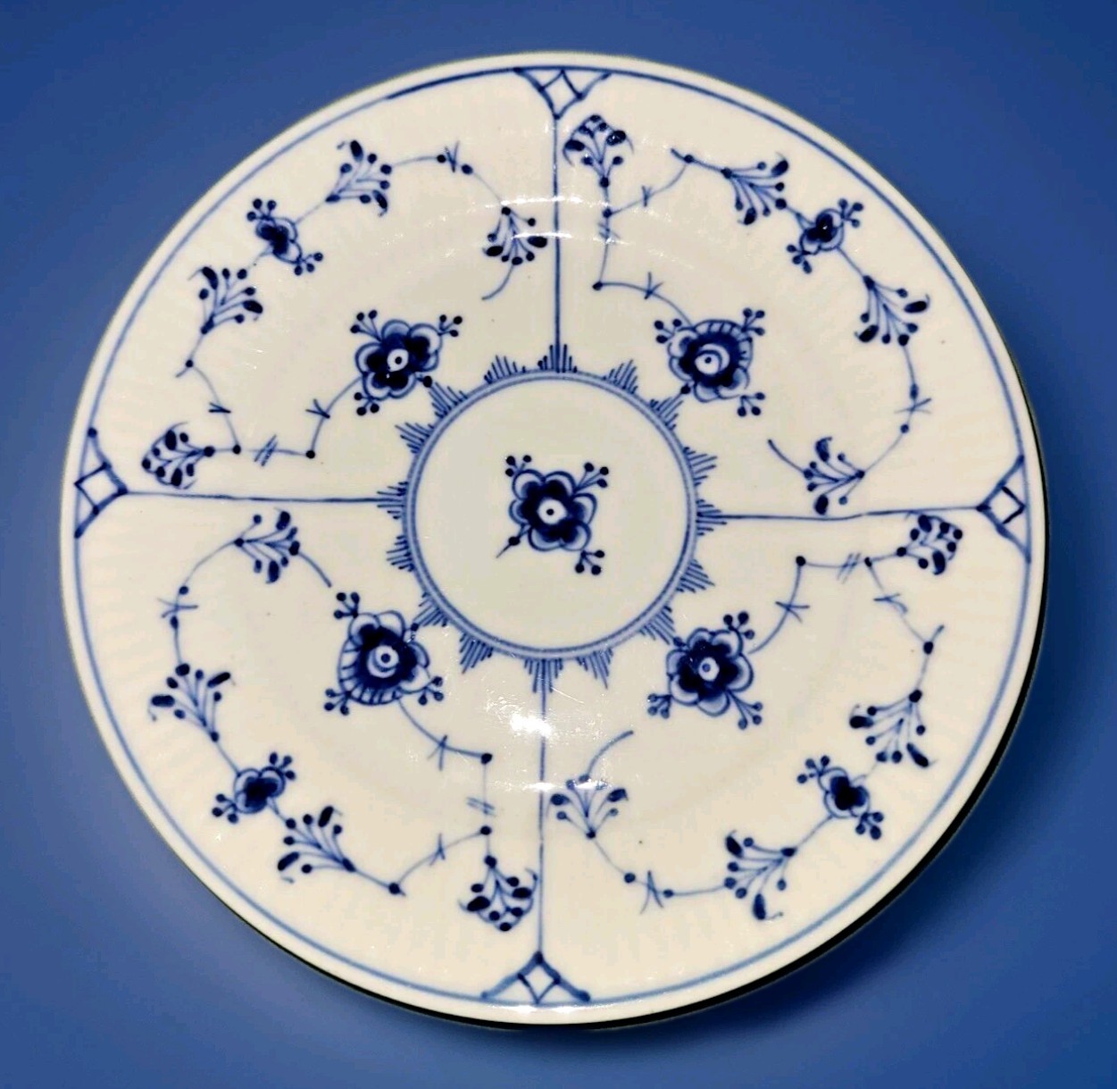 Antique Royal Copenhagen Blue Fluted Plain round Bread Plate, no. 1/300 Antique Royal Copenhagen Blue Fluted Plain round Bread Plate, no. 1/300