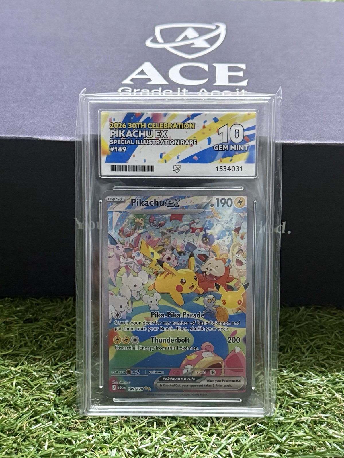 PokémonTCG:2026 30th Anniversary Pikachu ex SIR 149/128–ACE 10 Perfect Subgrades PokémonTCG:2026 30th Anniversary Pikachu ex SIR 149/128–ACE 10 Perfect Subgrades