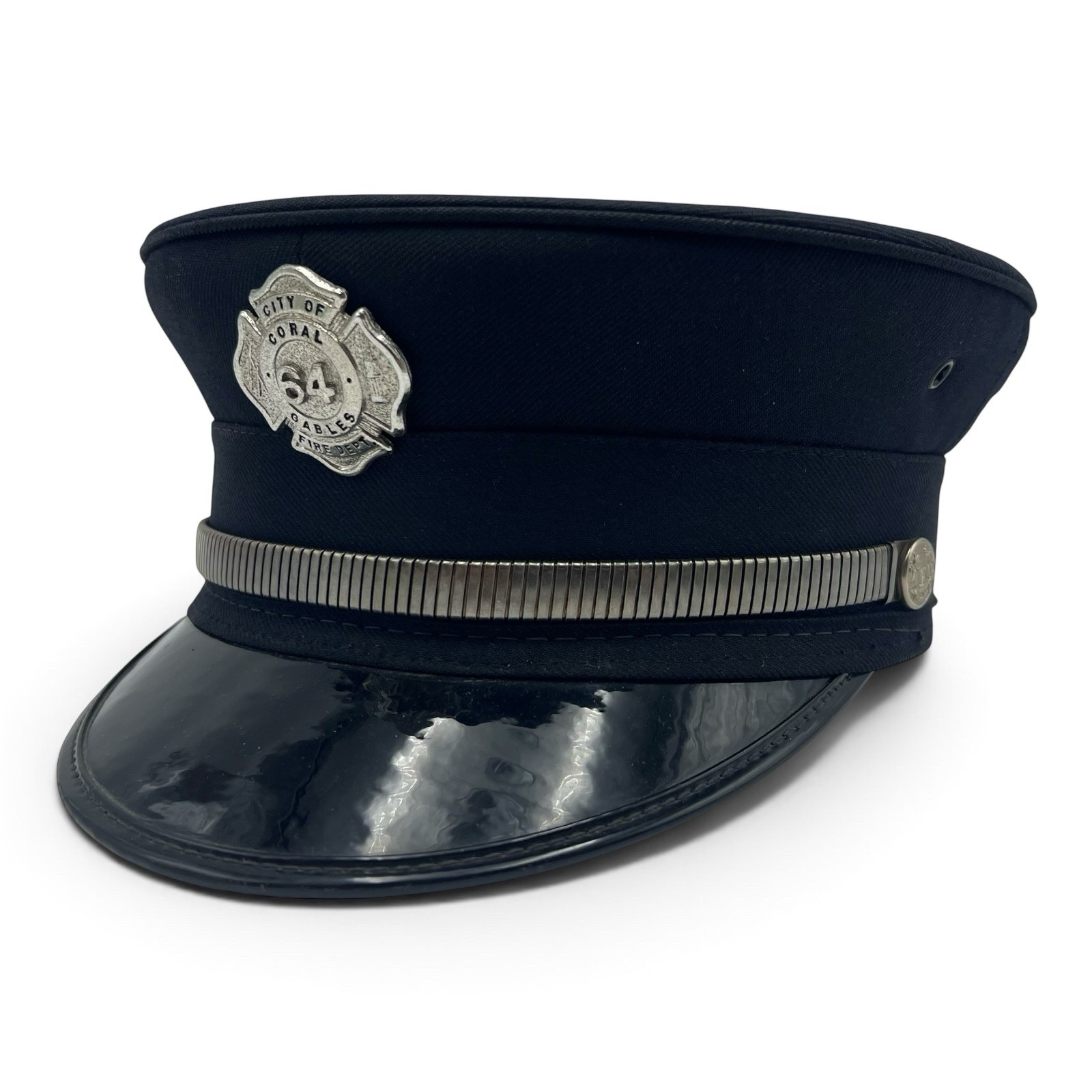 Vintage City of Coral Gables Fire Department Dress Uniform Hat Cap Badge #64 USA Vintage City of Coral Gables Fire Department Dress Uniform Hat Cap Badge #64 USA