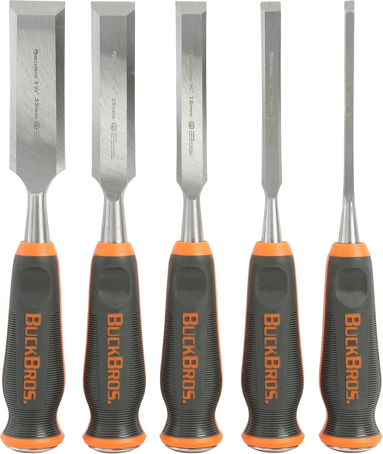 Buck Knives 1/4, 1/2, 3/4, 1, 1-1/4 COMFORT GRIP CHISEL SET Buck Knives 1/4, 1/2, 3/4, 1, 1-1/4 COMFORT GRIP CHISEL SET