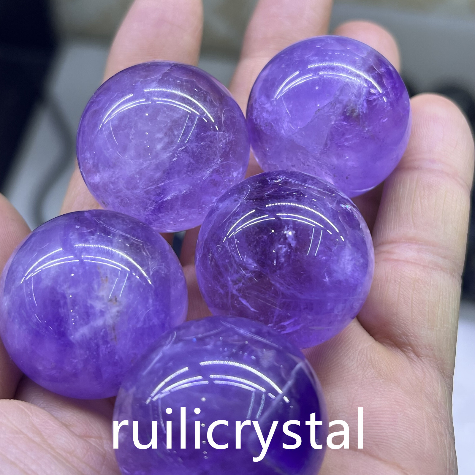 5pcs Natura Amethyst Quartz Sphere crystal Ball Reiki Healing 30-35mm