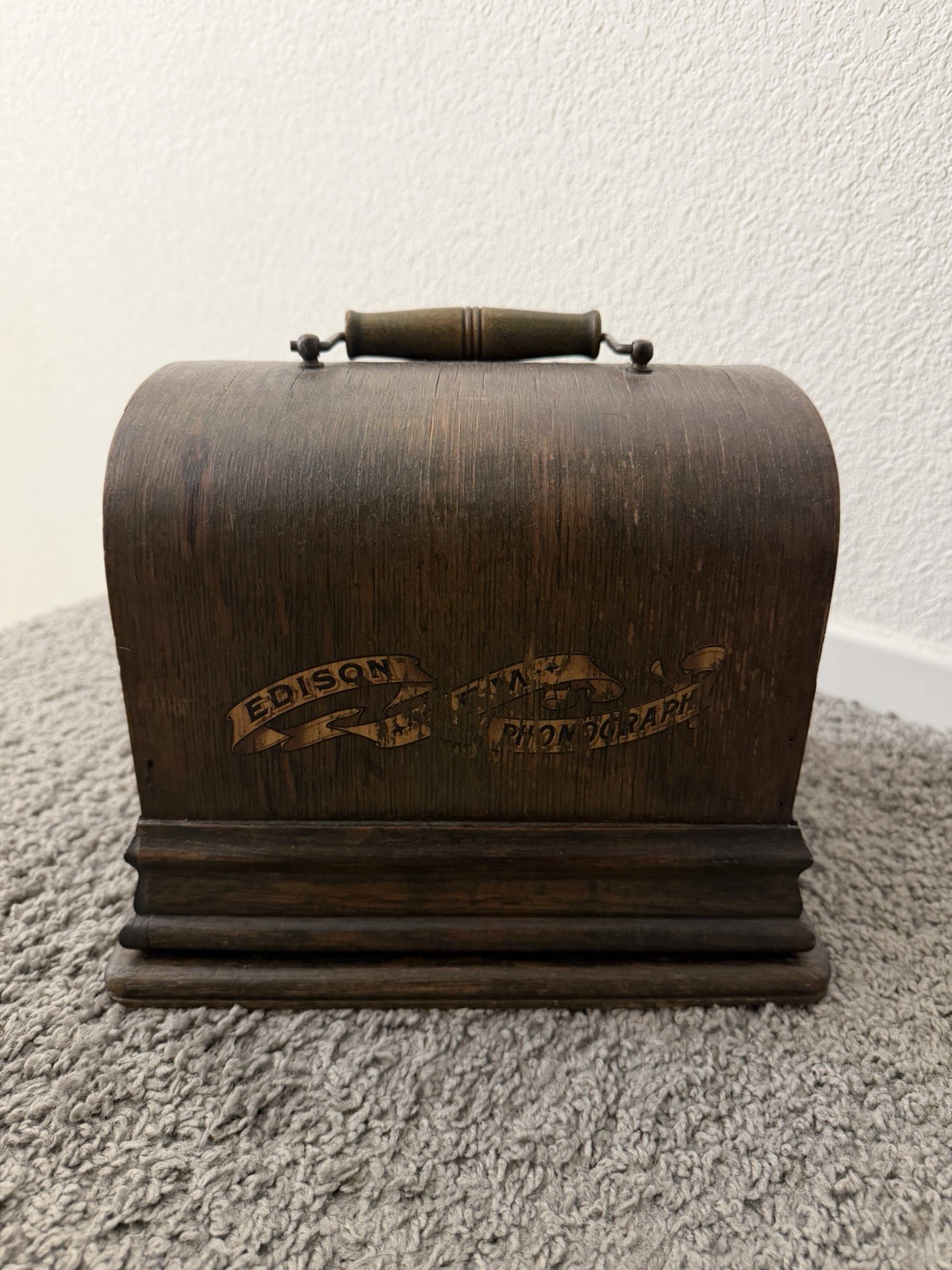 Antique Thomas Edison GEM Cylinder Phonograph w/ Case, Horn & Edison Records Antique Thomas Edison GEM Cylinder Phonograph w/ Case, Horn & Edison Records