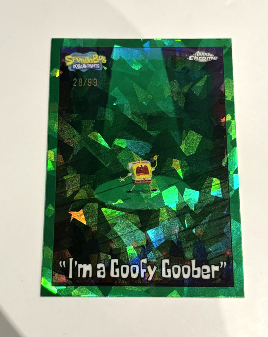 2025 Topps Chrome Sapphire SpongeBob SquarePants #65 I'm a Goofy Goober SP /99 2025 Topps Chrome Sapphire SpongeBob SquarePants #65 I'm a Goofy Goober SP /99