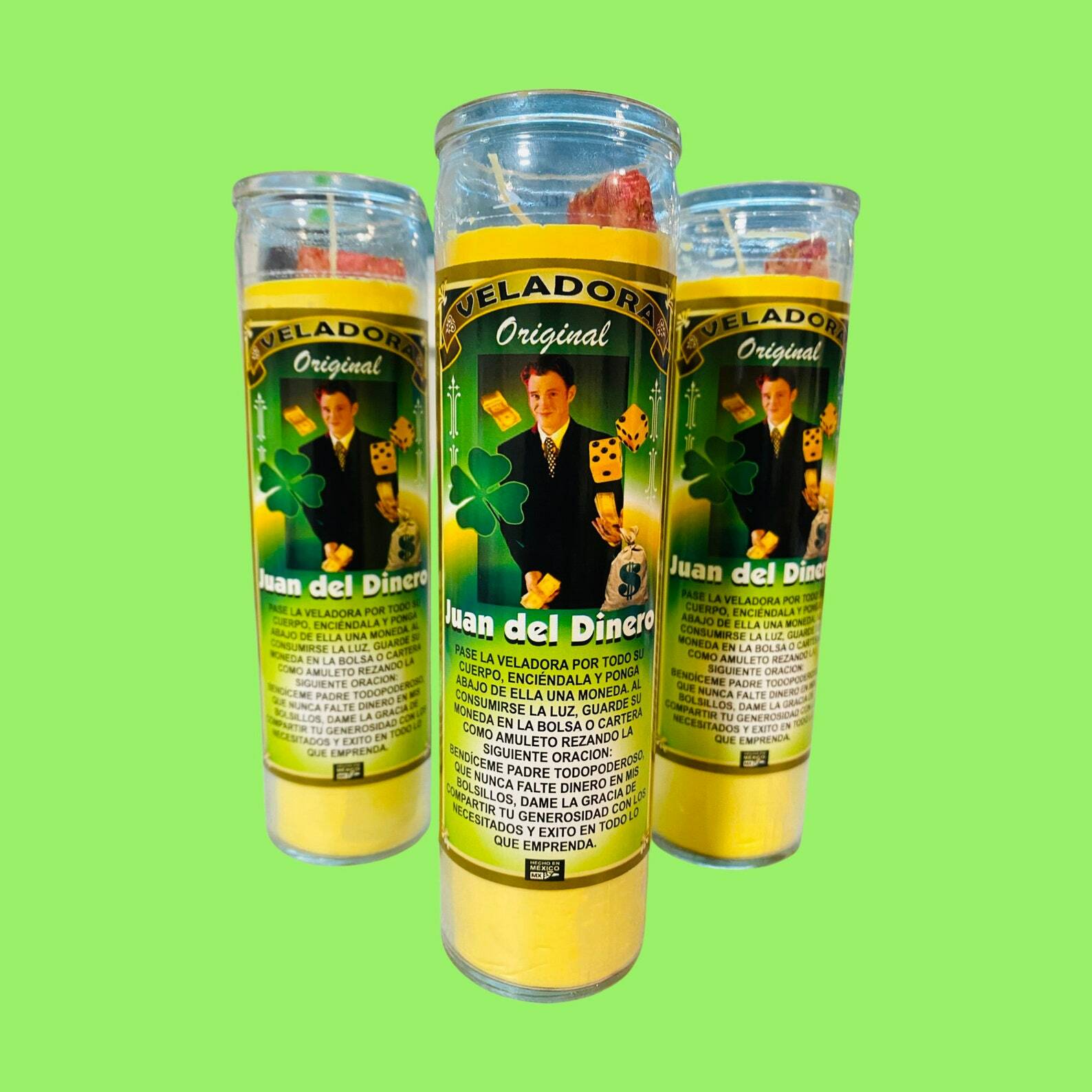2x Juan del Dinero Veladora, Mr. Money Fixed Candle, Money Drawing Candle 2x Juan del Dinero Veladora, Mr. Money Fixed Candle, Money Drawing Candle
