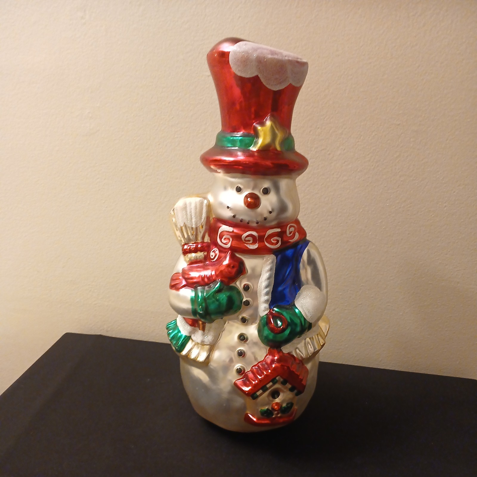 Vtg Christopher Radko Snowman Large Blown Centerpiece Tabletop 12" Nice Vtg Christopher Radko Snowman Large Blown Centerpiece Tabletop 12" Nice