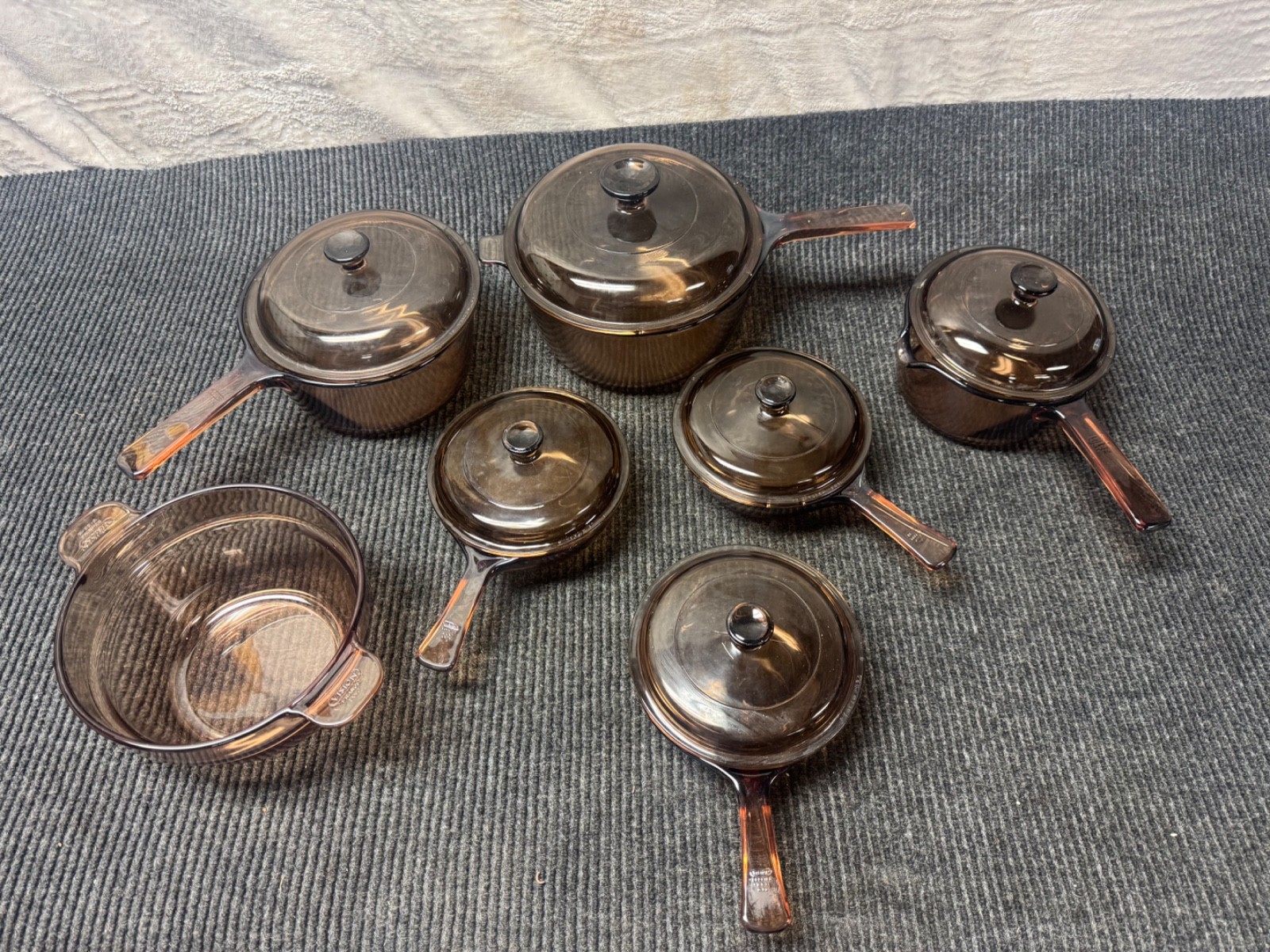13Pc Vinatge Corning Visions Cookware Amber Glass 13Pc Vinatge Corning Visions Cookware Amber Glass