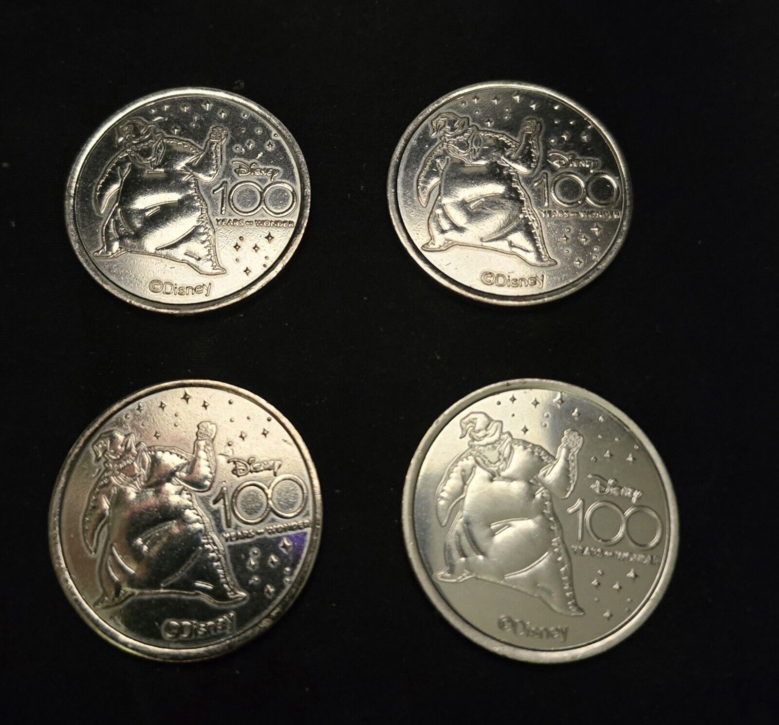 Disney 100th Anniversary Medallion Coin Disneyland Oogie Boogie - A SET OF 4 