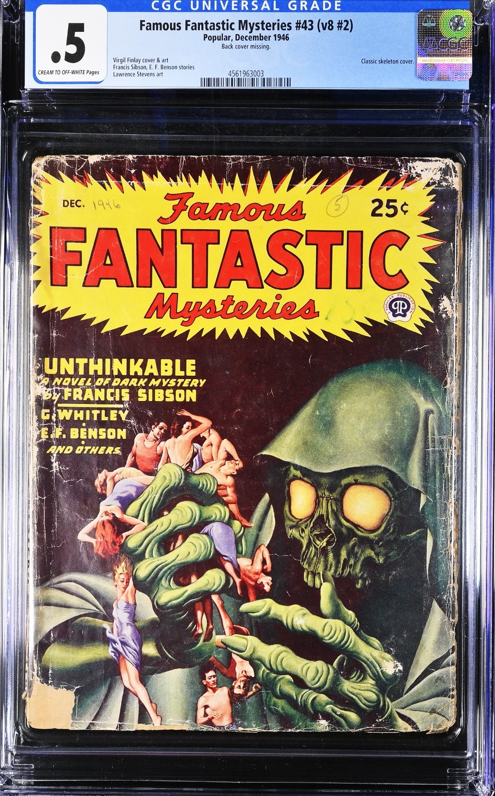Famous Fantastic Mysteries 43 Classic Skull Skeleton Cvr SCARCE CGC 0.5 Famous Fantastic Mysteries 43 Classic Skull Skeleton Cvr SCARCE CGC 0.5