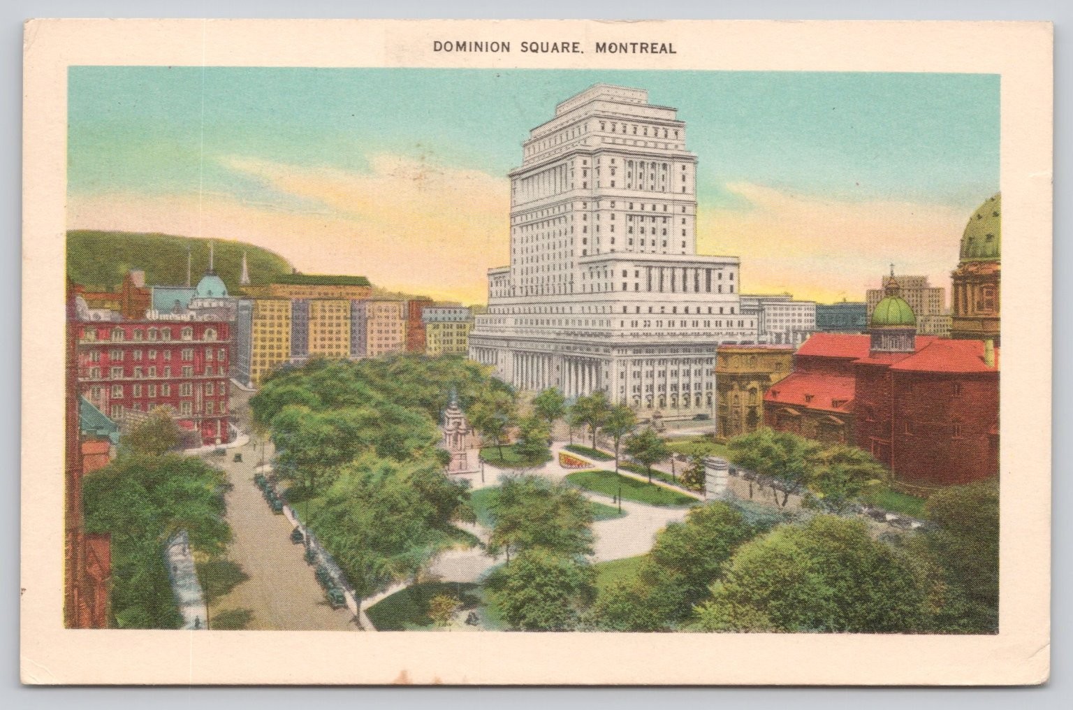 Dominion Square Montreal 1949 Postcard Sun Life Building Canada City View Dominion Square Montreal 1949 Postcard Sun Life Building Canada City View