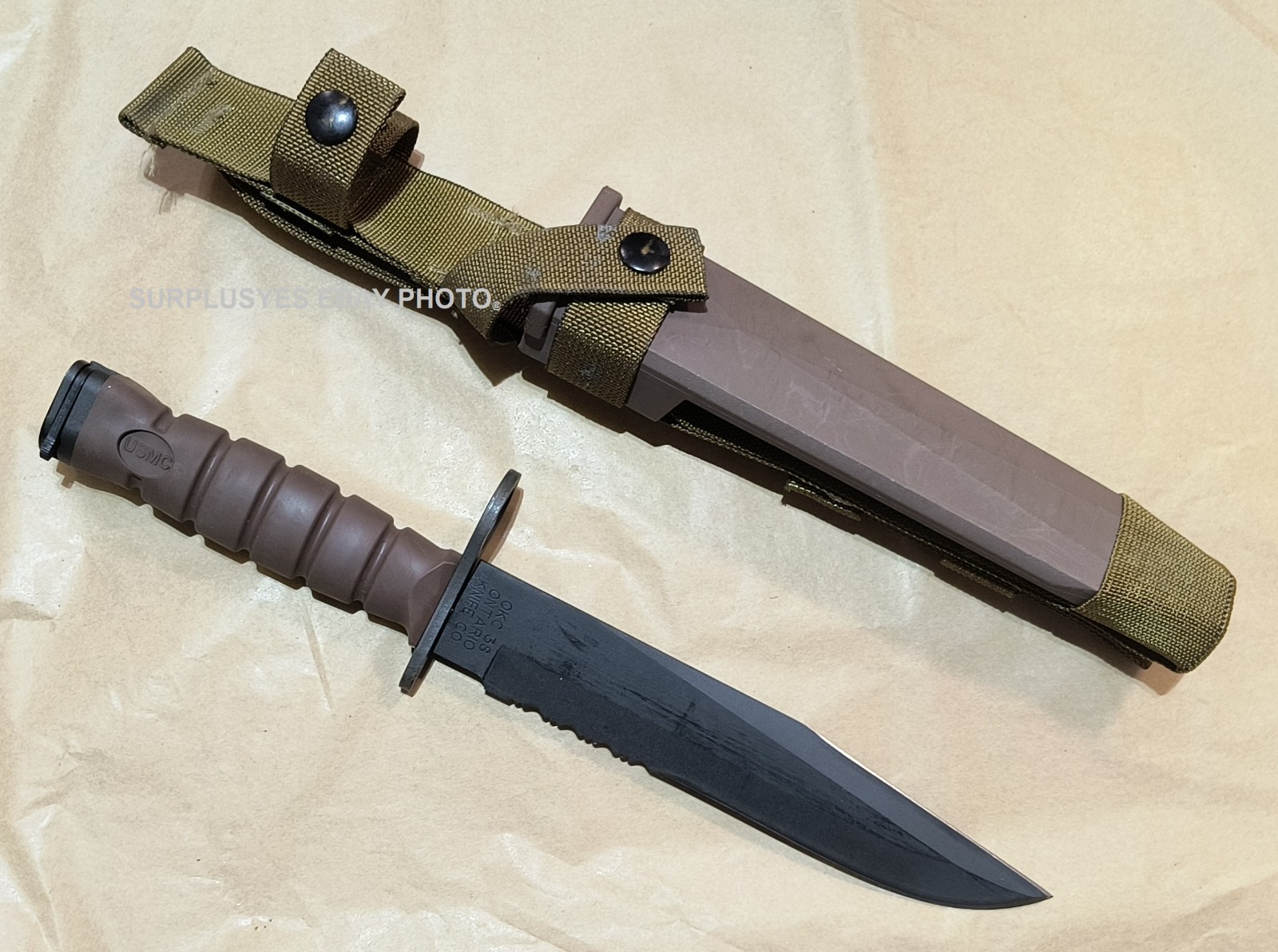 Vintage OKC-3S Knife Bayont Genuine USMC + Scabbard Ontario Knife Co USA Vintage OKC-3S Knife Bayont Genuine USMC + Scabbard Ontario Knife Co USA