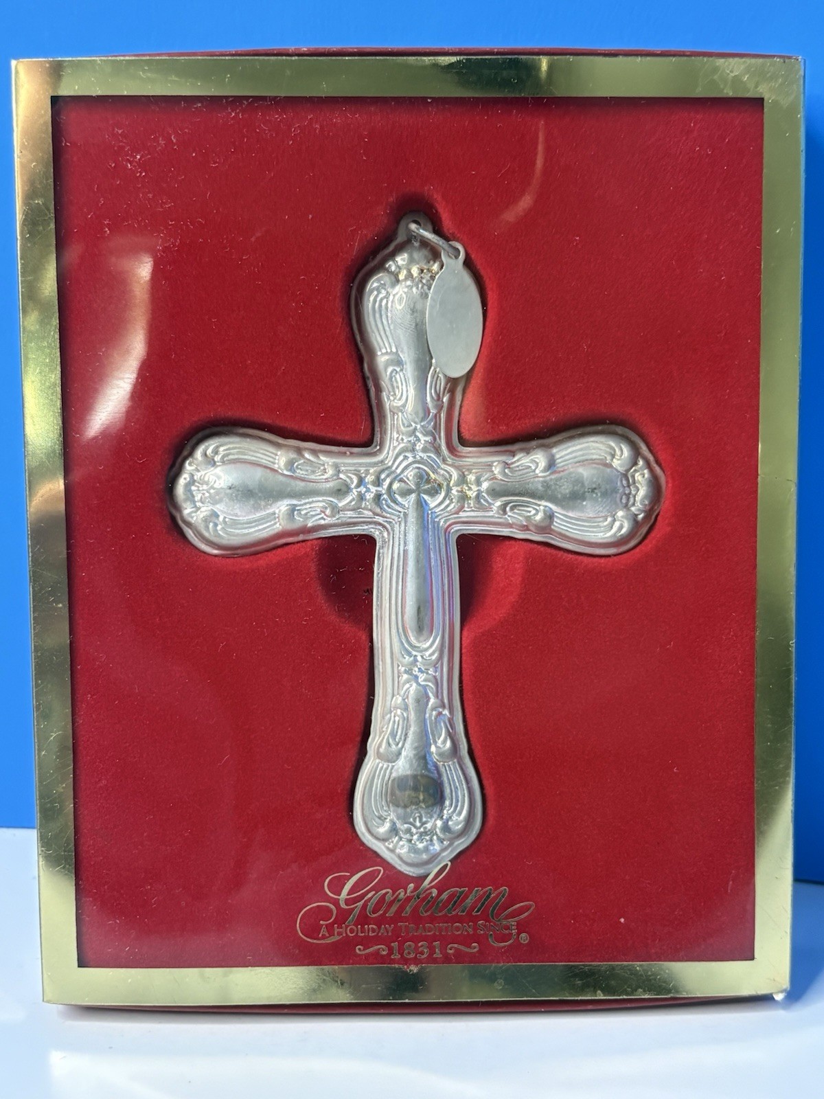 Vintage Gorham CROSS 1831 Silver Plated Christmas Ornament Chantilly Pattern Vintage Gorham CROSS 1831 Silver Plated Christmas Ornament Chantilly Pattern