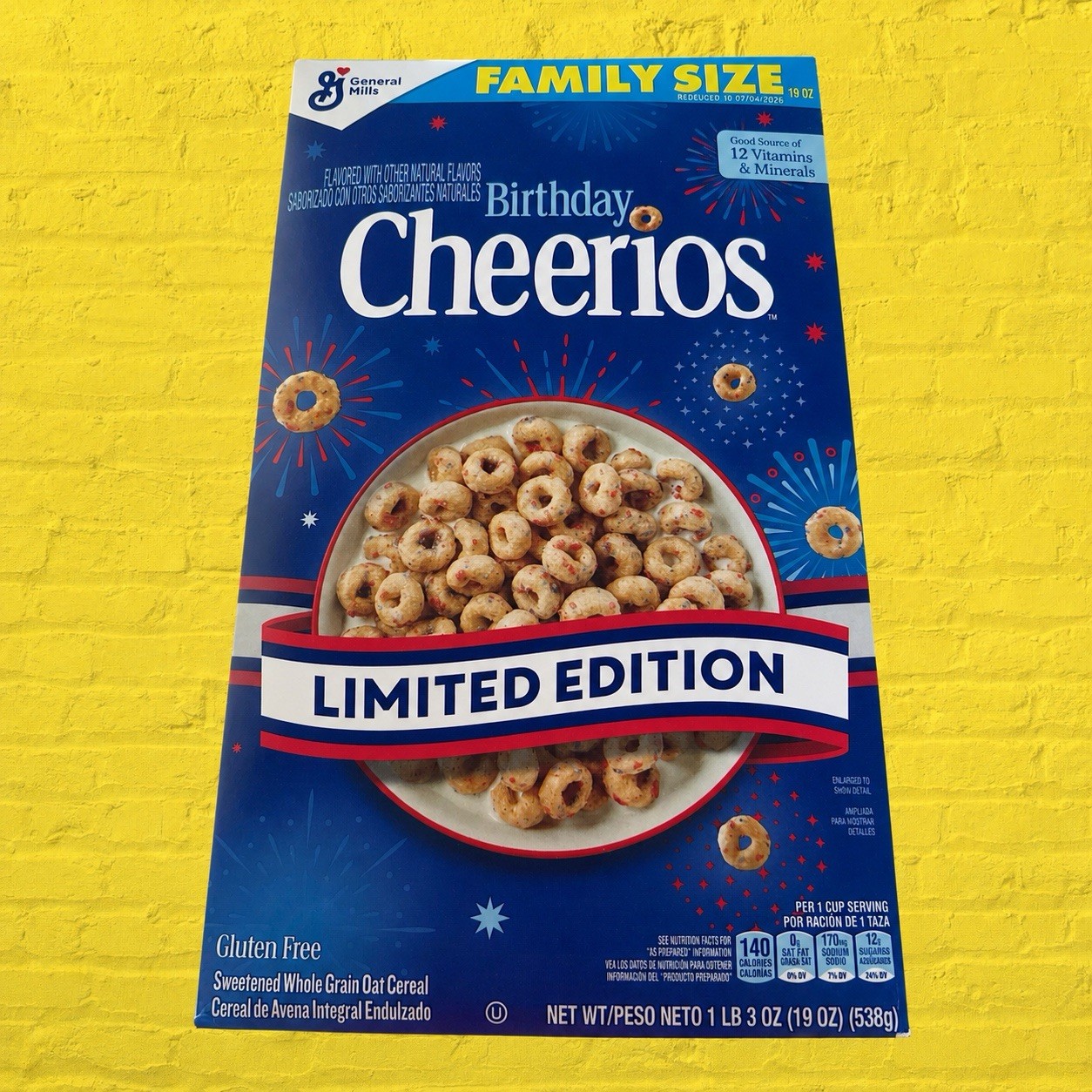 New Limited-Edition Cheerios "Birthday Cake" Box for America's 250th Anniversary