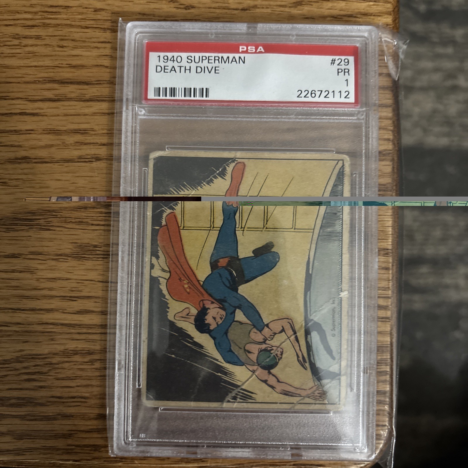 1940 SUPERMAN GUM Non Sports Card #29 DEATH DIVE PSA 1 RARE SET BREAK