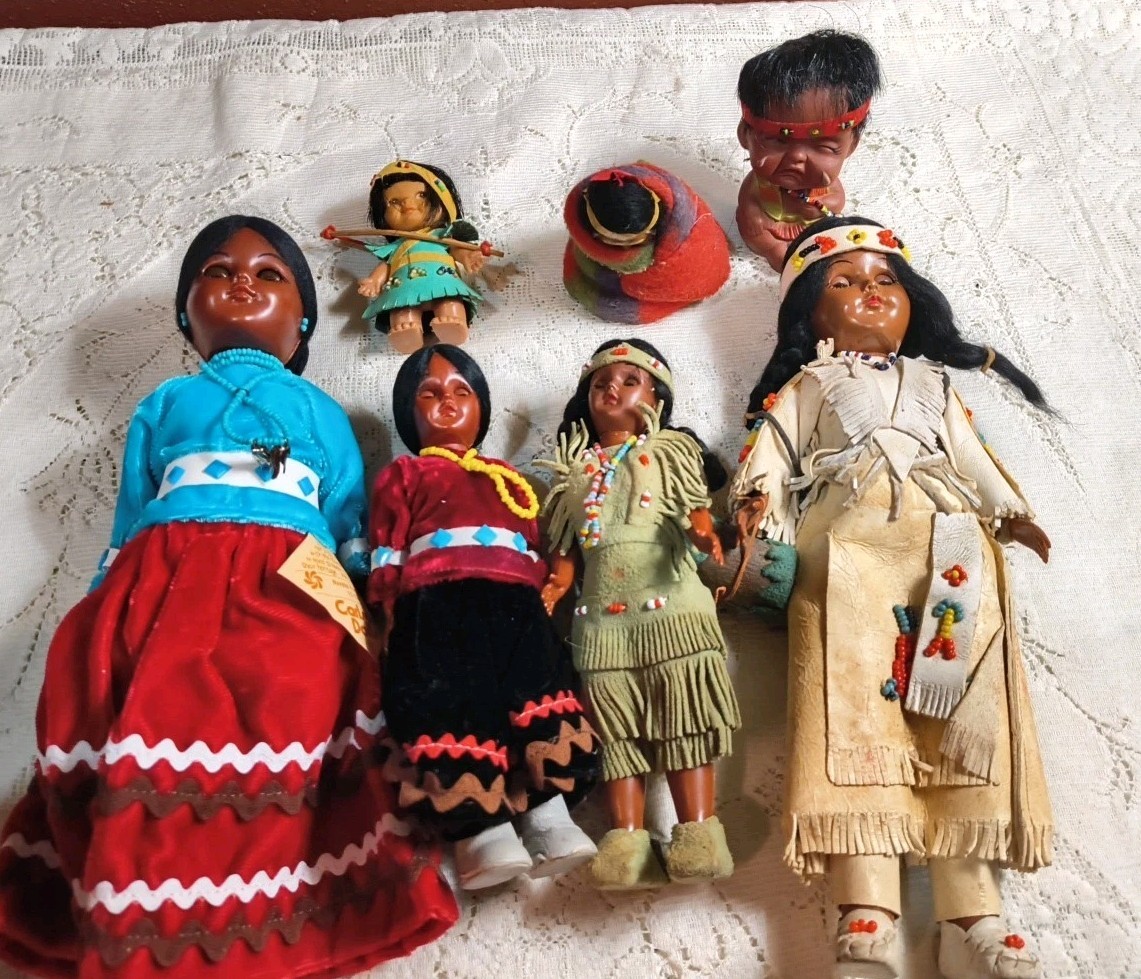 Vintage Native American Indian Doll Lot of 7 Sleep Eye Papoose Beaded Dolls Vintage Native American Indian Doll Lot of 7 Sleep Eye Papoose Beaded Dolls