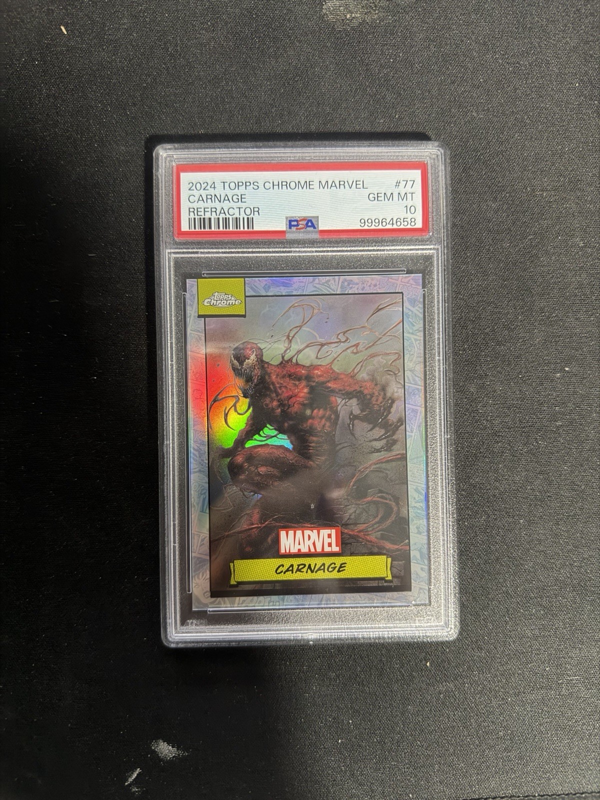 2024 TOPPS CHROME MARVEL #77 CARNAGE REFRACTOR GEM MINT PSA 10