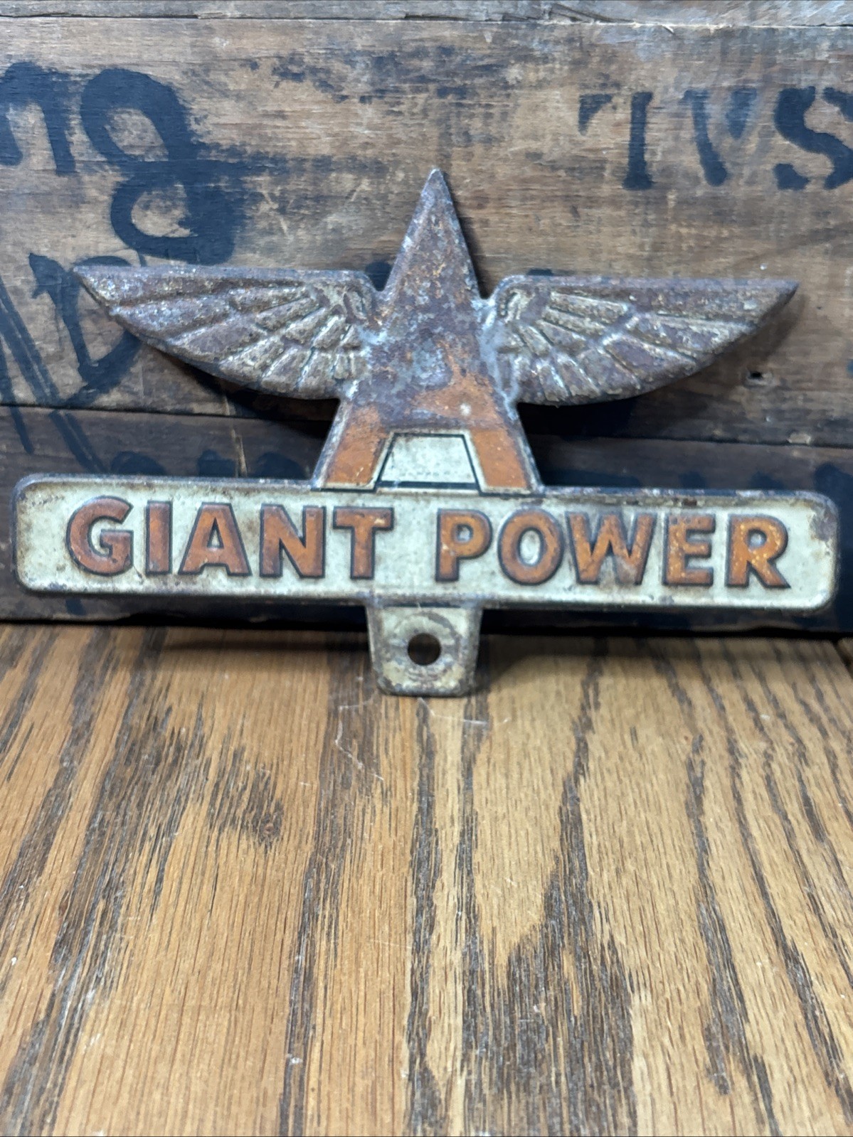 Vintage Original Flying A Giant Power License Plate Topper Sign Veedol Tydol Oil Vintage Original Flying A Giant Power License Plate Topper Sign Veedol Tydol Oil