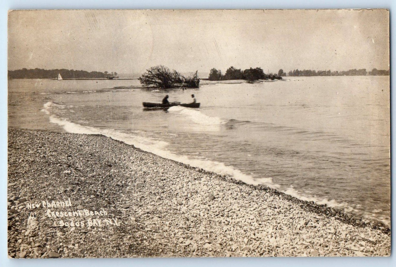 c1910's New Channel Crescent Beach Sodus Bay NY RPPC Photo Antique Postcard c1910's New Channel Crescent Beach Sodus Bay NY RPPC Photo Antique Postcard