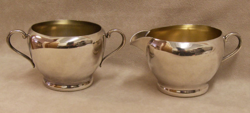 Creamer & Sugar Bowl Silverplate Forbes Silver Co FBS Vintage Set USA Made Creamer & Sugar Bowl Silverplate Forbes Silver Co FBS Vintage Set USA Made