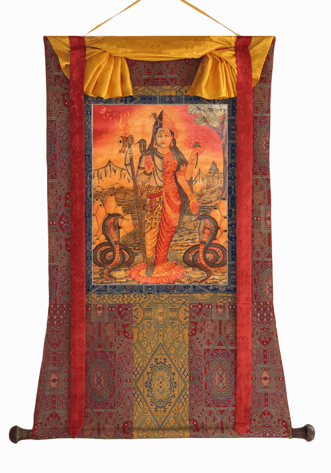 ARDHANARISHVARA SHIVA SHAKTI ART | ORIGINAL OLD OIL-VARNISHED HAND PAINTING ARDHANARISHVARA SHIVA SHAKTI ART | ORIGINAL OLD OIL-VARNISHED HAND PAINTING