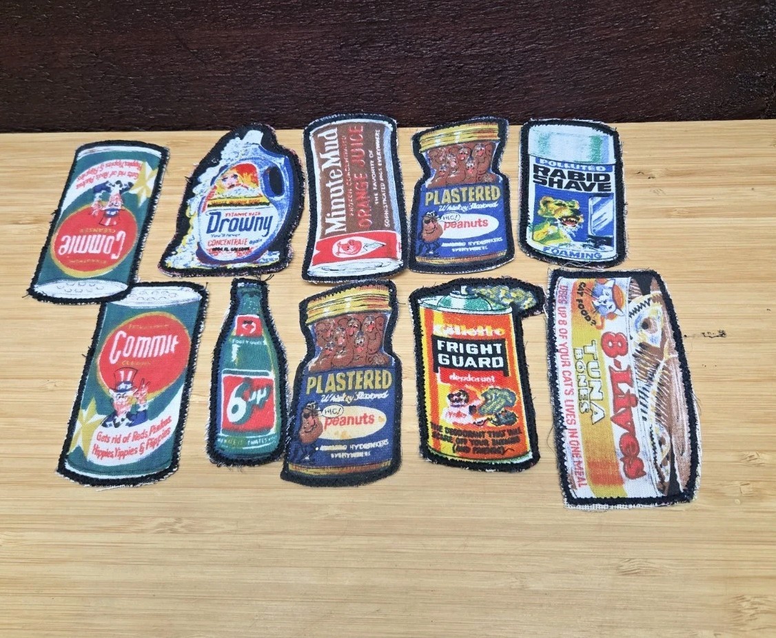 1970s Topps Wacky Package Patches Gadzooka Bubble Gum Cloth Textile Rare Lot 9 1970s Topps Wacky Package Patches Gadzooka Bubble Gum Cloth Textile Rare Lot 9