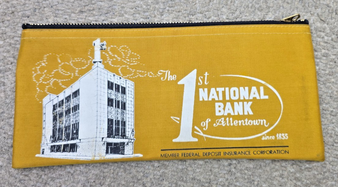 First National Bank Of Allentown PA Since 1855 Zip Up  Bank Bags  by Rifkin