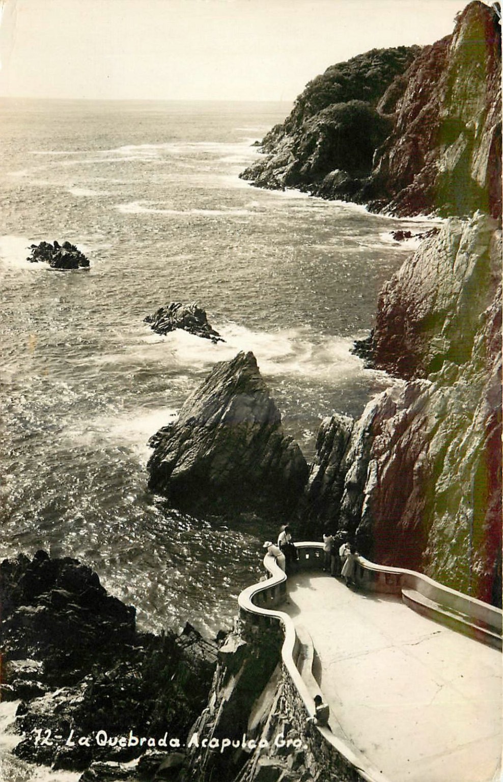 Vintage La Quebrada Acapulco Mexico Real Photo Postcard Cliff Divers View 1940s Vintage La Quebrada Acapulco Mexico Real Photo Postcard Cliff Divers View 1940s