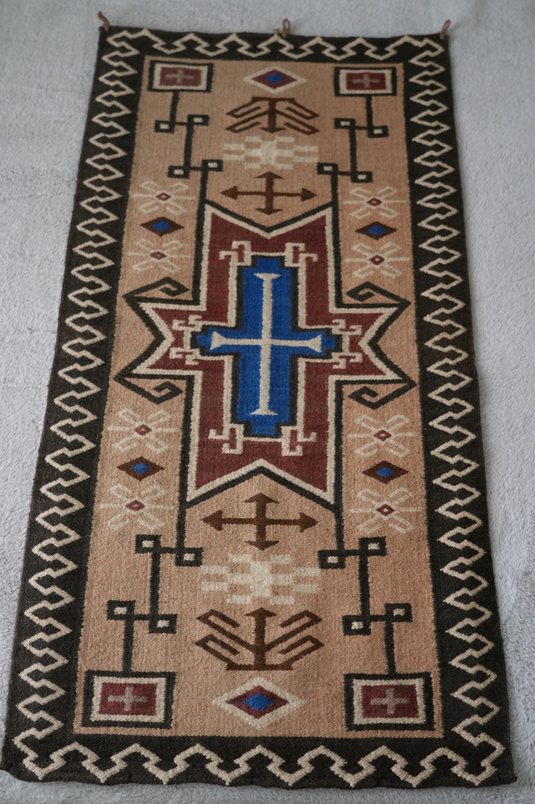 Vintage Handwoven Ecuador Wool Tapestry Rug Wall Hanging 47.5" x 24" Vintage Handwoven Ecuador Wool Tapestry Rug Wall Hanging 47.5" x 24"