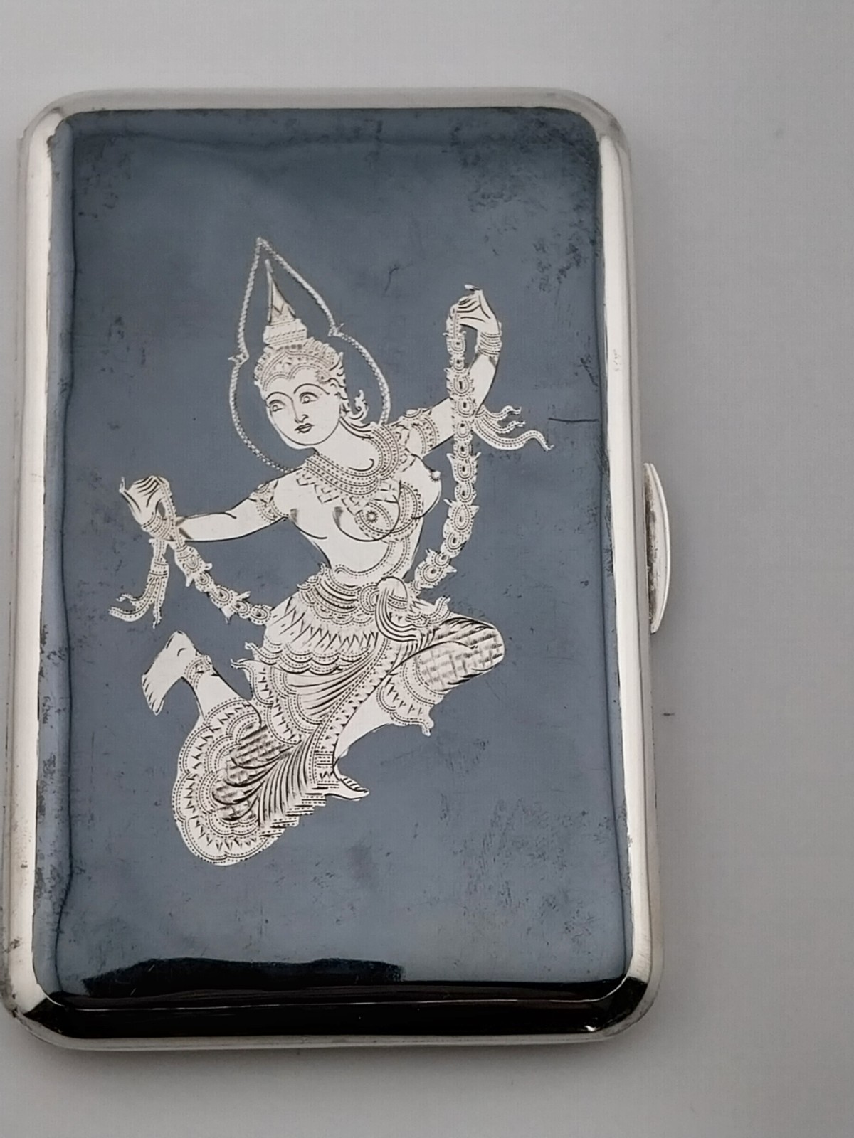 Vintage 1930s–1950s Siam Sterling Silver & Enamel Cigarette Case – Goddess Mekka Vintage 1930s–1950s Siam Sterling Silver & Enamel Cigarette Case – Goddess Mekka