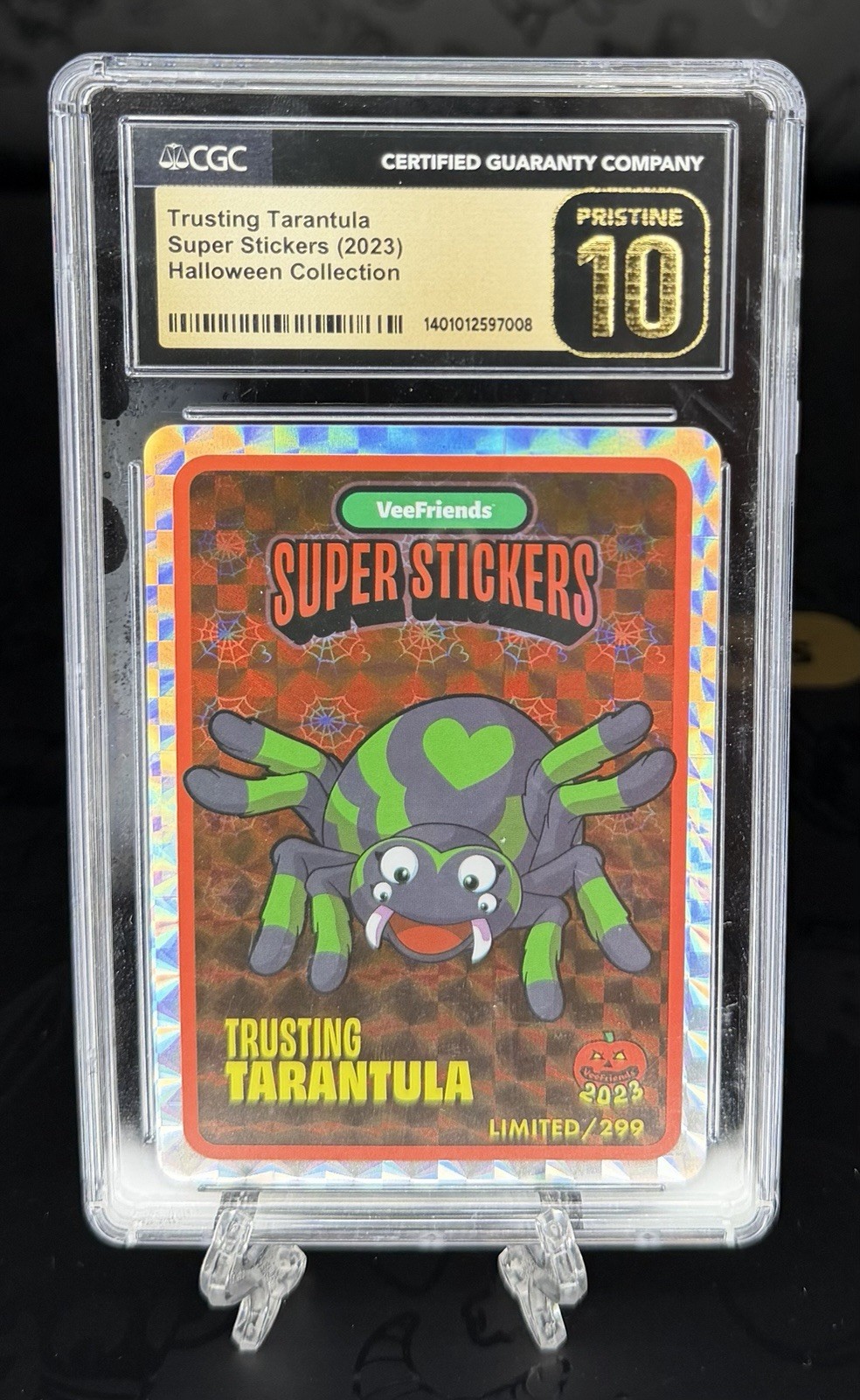 VeeFriends Super Stickers Halloween 2023 Trusting Tarantula /299 CGC 10 POP3 VeeFriends Super Stickers Halloween 2023 Trusting Tarantula /299 CGC 10 POP3