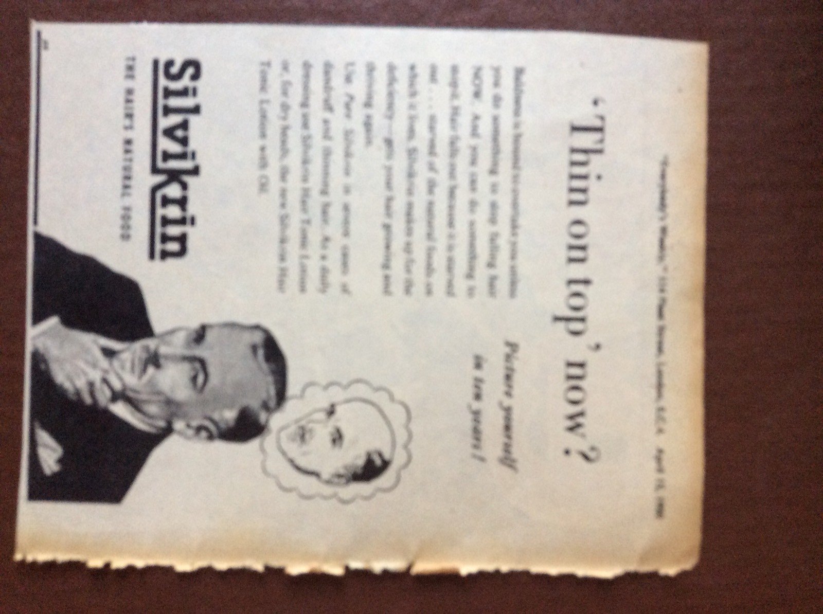 L1f Ephemera 1940s Advert Pure Silvikrin Thin On Top Now .
