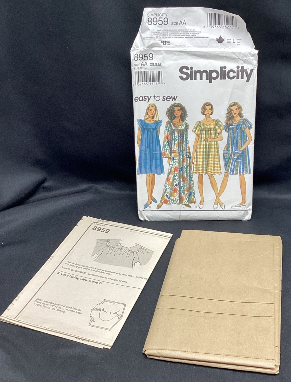 Vtg Sewing Pattern, Simplicity 8959, dress, XS-M 6-16 Uncut - ships free Vtg Sewing Pattern, Simplicity 8959, dress, XS-M 6-16 Uncut - ships free