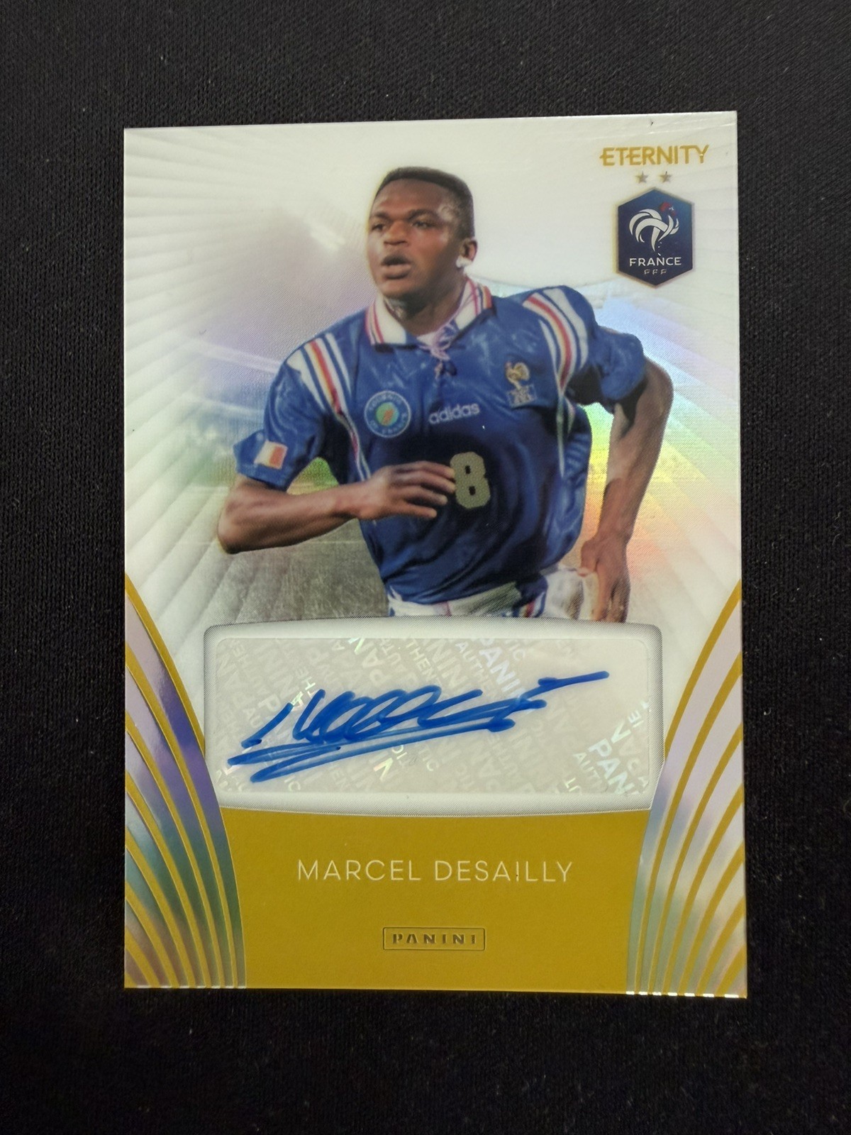 AUTO MARCEL DESAILLY 1/5 GOLD PANINI ETERNITY BLEUS FRANCE 🇫🇷 AUTO MARCEL DESAILLY 1/5 GOLD PANINI ETERNITY BLEUS FRANCE 🇫🇷