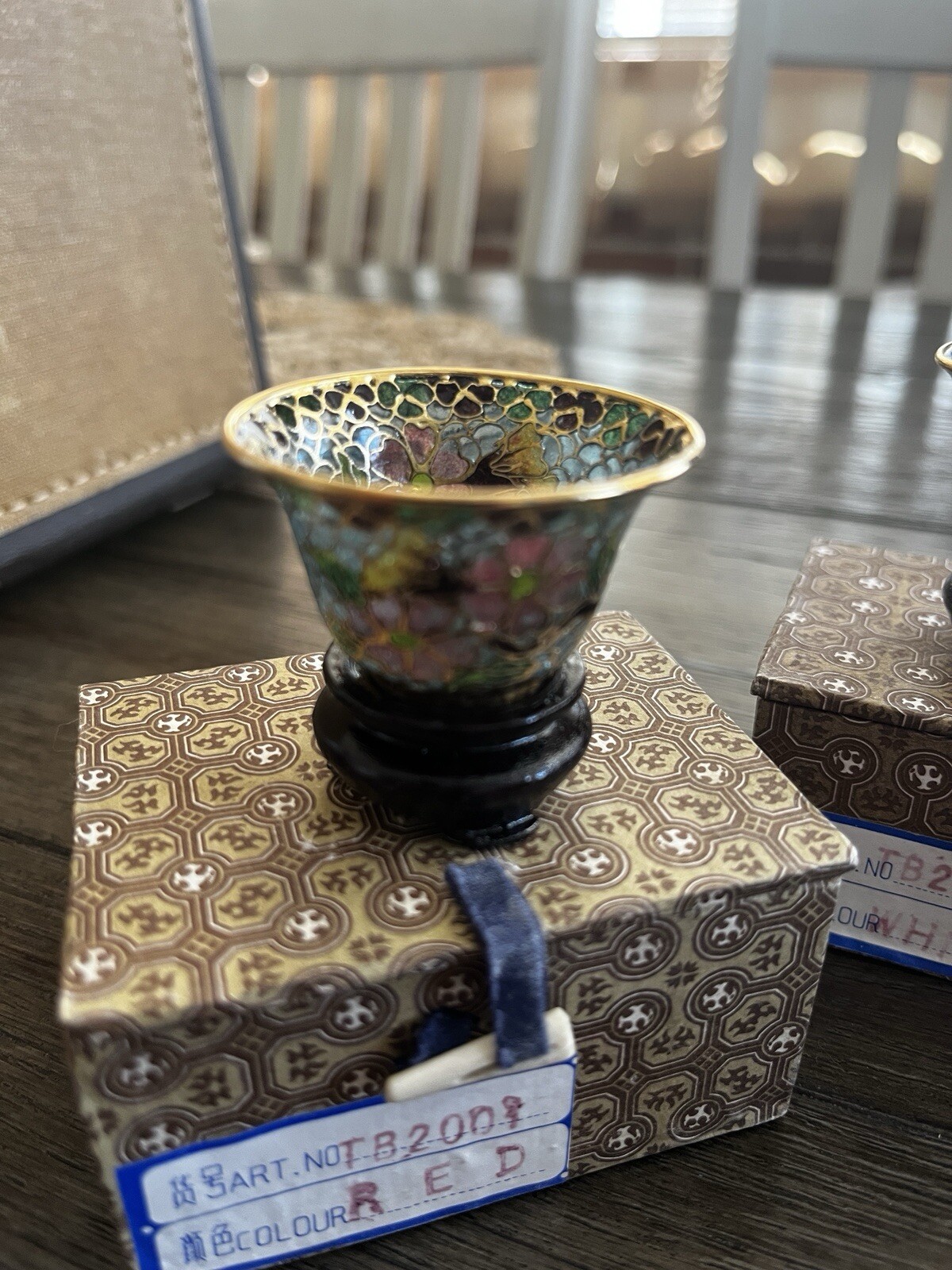 4 Vintage Chinese Plique-a-jour Enamel Cloissone Miniature Cup Bowls w/Stand 4 Vintage Chinese Plique-a-jour Enamel Cloissone Miniature Cup Bowls w/Stand