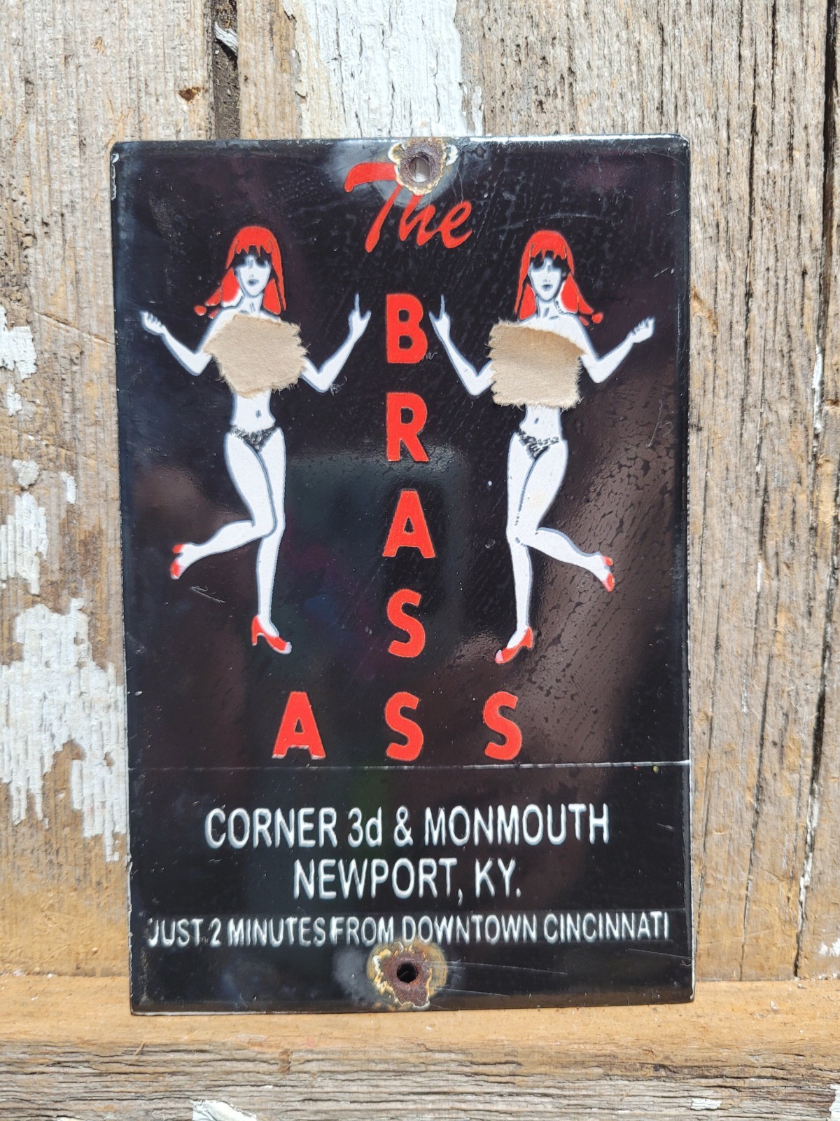 VINTAGE BROTHEL PORCELAIN SIGN OLD BRASS GENTELMANS CLUB CINCINNATI WOMEN BAR VINTAGE BROTHEL PORCELAIN SIGN OLD BRASS GENTELMANS CLUB CINCINNATI WOMEN BAR