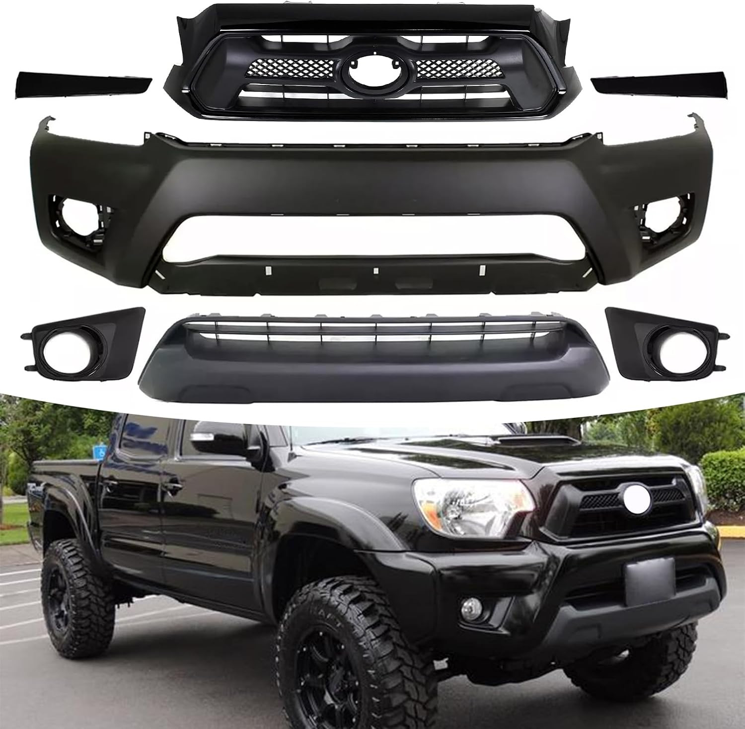 Front Bumper Grille Body Kit Fit for 2012-2015 Toyota Tacoma | 7Pcs Front Body K Front Bumper Grille Body Kit Fit for 2012-2015 Toyota Tacoma | 7Pcs Front Body K
