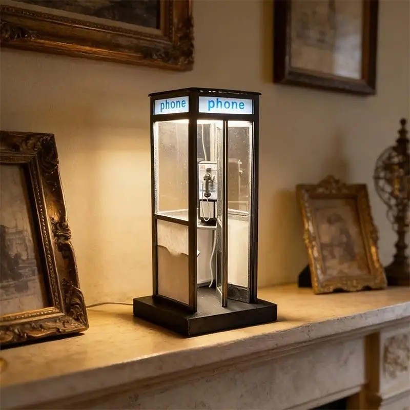 Retro British Style Mini Telephone Booth Night Light for Bedroom & Home Decor US Retro British Style Mini Telephone Booth Night Light for Bedroom & Home Decor US