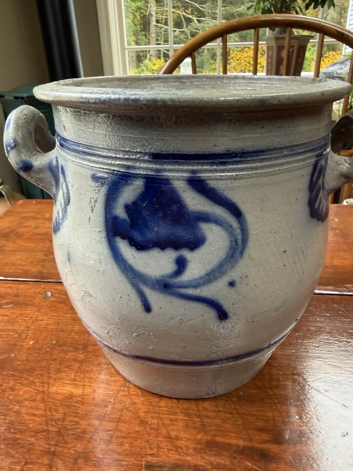 Vtg German Salt Glazed Stoneware Handles Crock Vase Planter Cobalt Blue Pottery Vtg German Salt Glazed Stoneware Handles Crock Vase Planter Cobalt Blue Pottery
