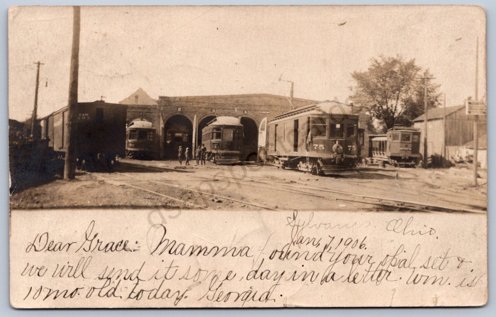 K11/ Sylvania Ohio Postcard c1910 Trolley Toledo &Western Car Barn 46 K11/ Sylvania Ohio Postcard c1910 Trolley Toledo &Western Car Barn 46