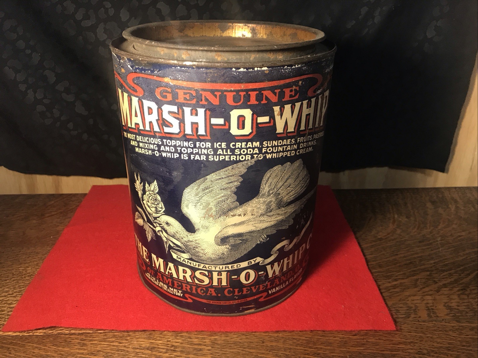 Vintage Genuine Marsh-O-Whip Tin Can Antique Food Advertising Can Paper Label Vintage Genuine Marsh-O-Whip Tin Can Antique Food Advertising Can Paper Label