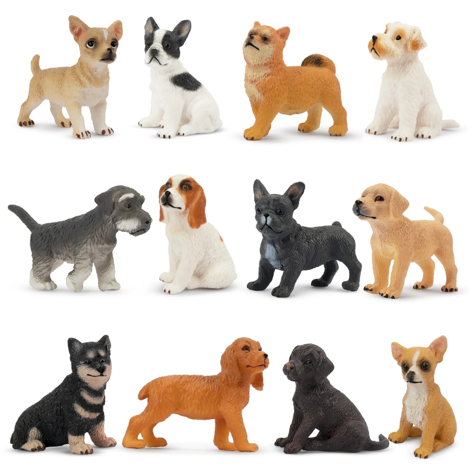 Toymany 12-Piece Mini Dog Figurine Set Realistic Collectible Statue Home Decor Toymany 12-Piece Mini Dog Figurine Set Realistic Collectible Statue Home Decor
