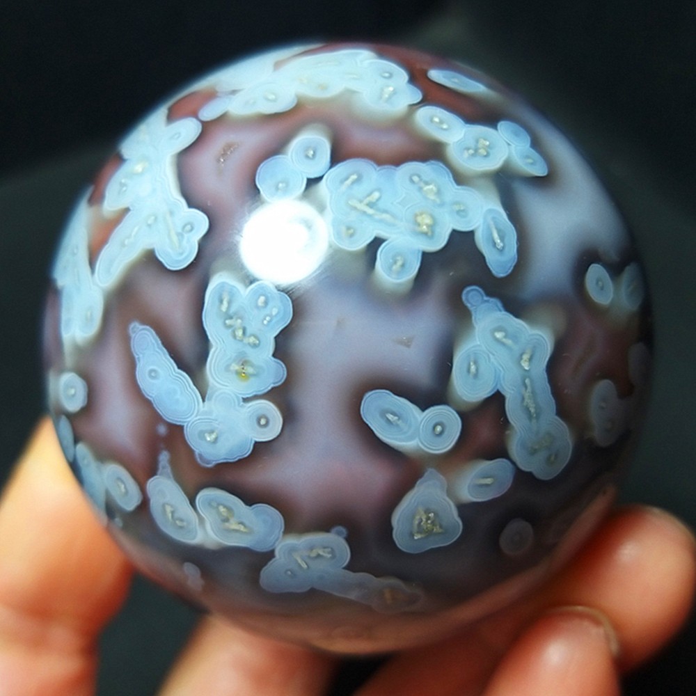 RARE 206G Natural Polished Colorful Scarlet Banded Agate Ball Healing A4708 RARE 206G Natural Polished Colorful Scarlet Banded Agate Ball Healing A4708