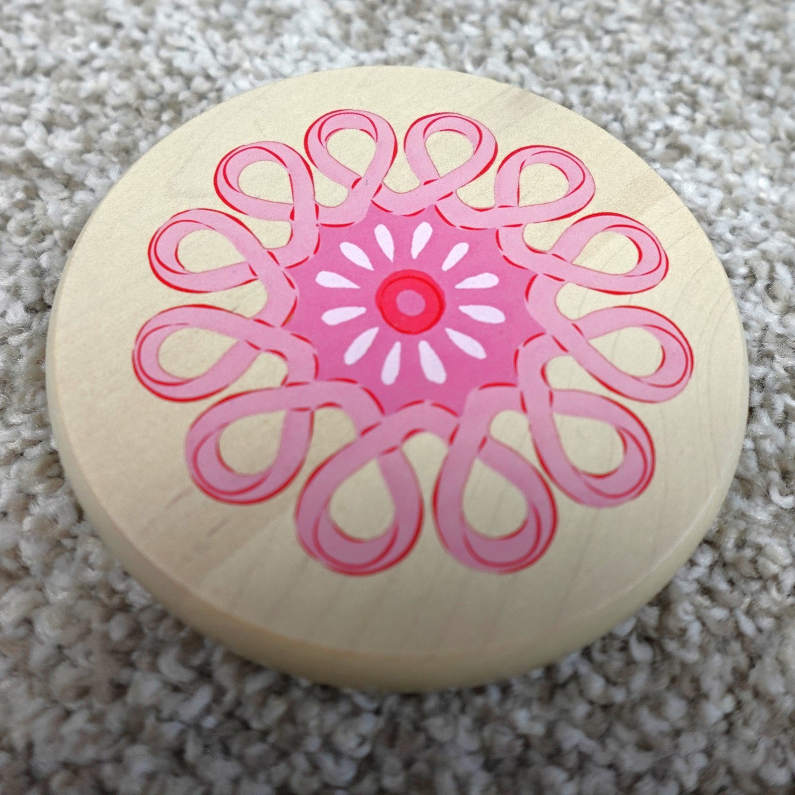 Longaberger 2013 Horizon of Hope Wood Basket Lid Pink Ribbon Floral Motif