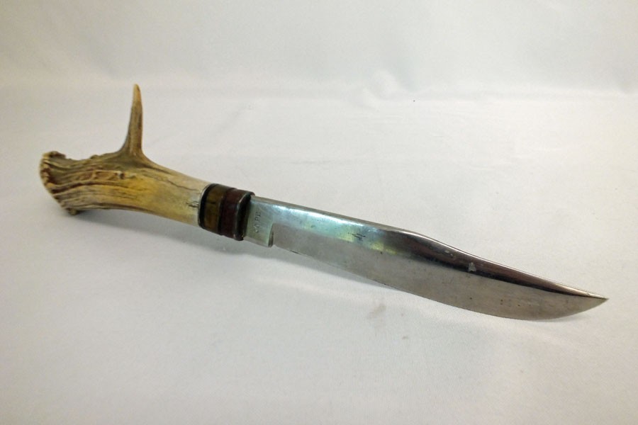 Vintage 1992 Morseth Handmade Hunting Fixed Blade Knife Stag Handle 6 1/2" Blade