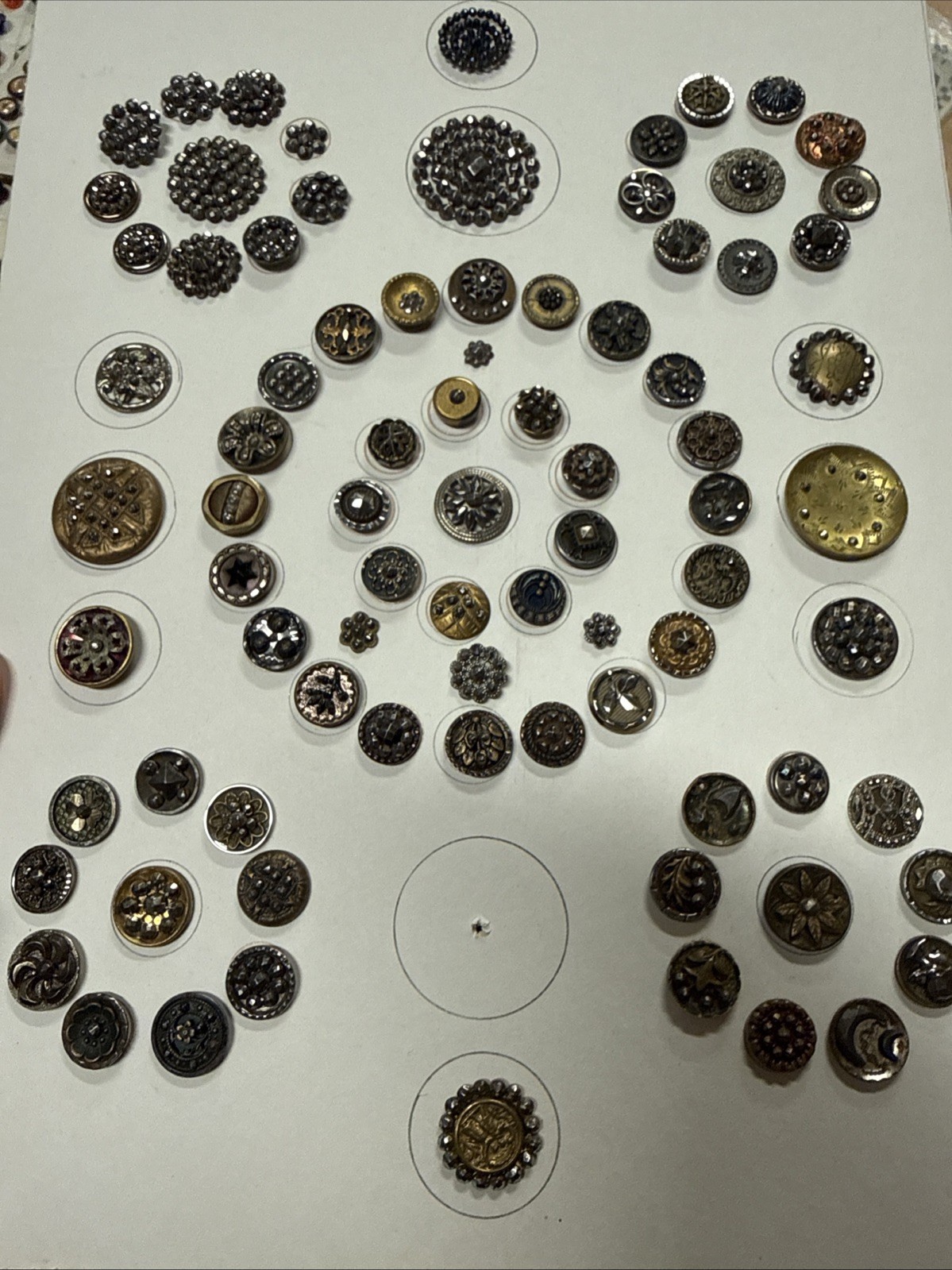 Antique Victorian Metal Buttons Lot Cut Steel Rhinestone Floral Sewing LOT Antique Victorian Metal Buttons Lot Cut Steel Rhinestone Floral Sewing LOT