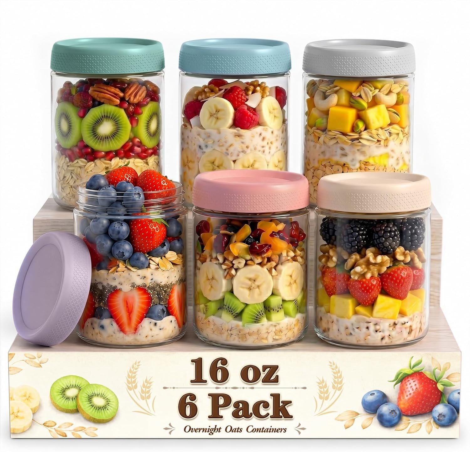 Versatile 16 oz Wide Mouth Mason Jars - Perfect for Overnight Oats & Storage Versatile 16 oz Wide Mouth Mason Jars - Perfect for Overnight Oats & Storage