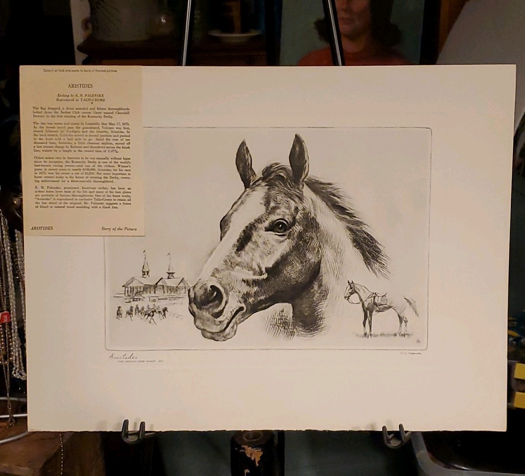 Aristides First Kentucky Derby 1875 R.H. Palenske Horse Etching Print Aristides First Kentucky Derby 1875 R.H. Palenske Horse Etching Print
