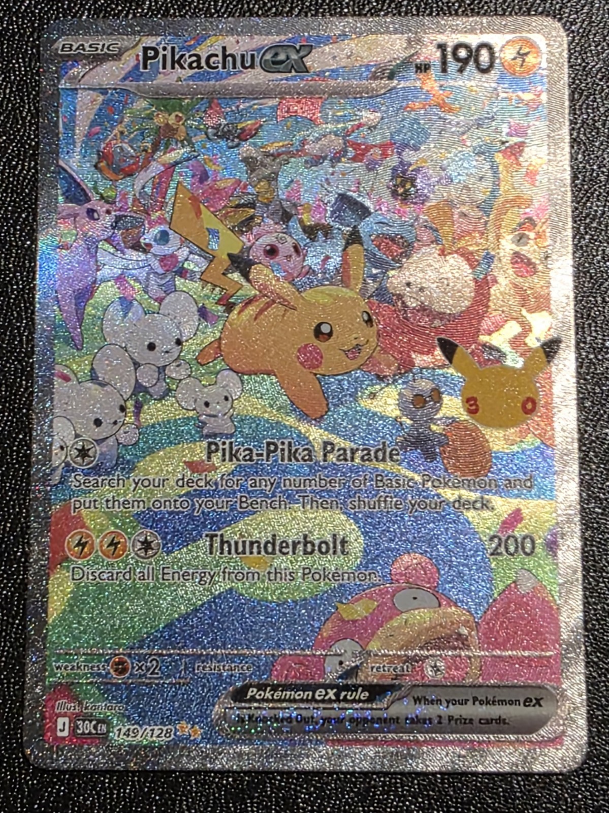 Pikachu Ex 149/128. Pokemon 30th Celebration. Nm Pikachu Ex 149/128. Pokemon 30th Celebration. Nm