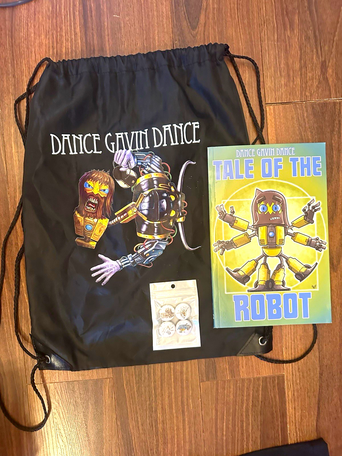 Dance Gavin Dance Merch Bundle Tale of the Robot Book Drawstring Buttons