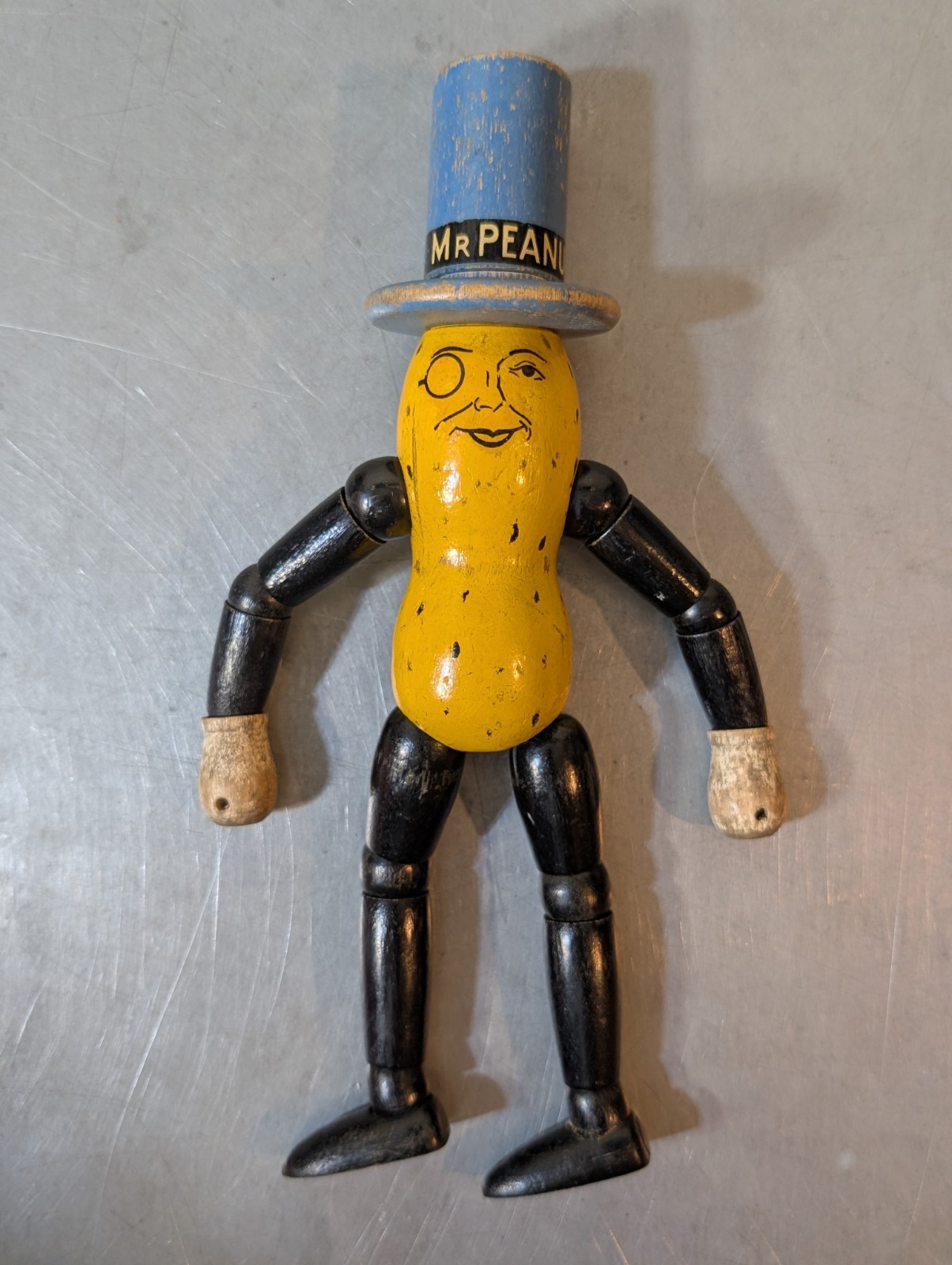 Vintage 1930s Mr. Peanut Wooden Advertising Doll Articulated Figure Vintage 1930s Mr. Peanut Wooden Advertising Doll Articulated Figure