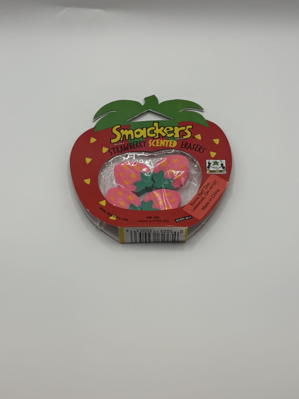 Vintage 90s Bonne Bell Smackers Strawberry Scented Erasers NOS Sealed Rare